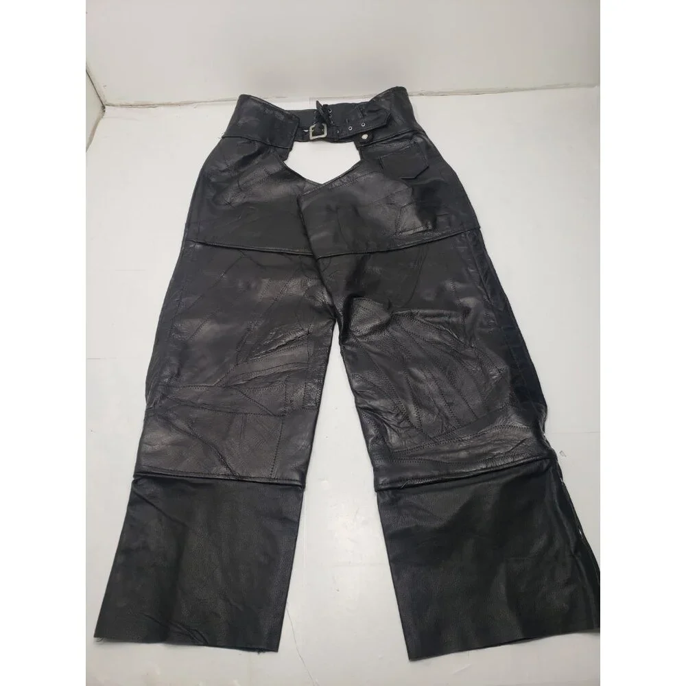 Men's Diamond Plate Genuine Buffalo Leather Motorcycle Chaps Pants Size XL